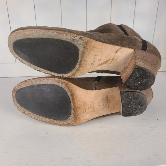 Aquatalia Suede Ankle Boots Side-Zip Booties - Taupe - Picture 10 of 15